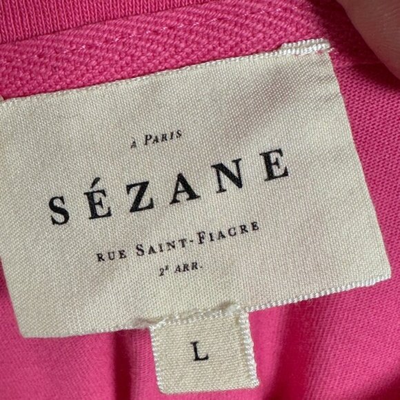 Sezane Bubblegum Pink Conrad Organic Cotton T-Shirt Size Large French Tee Crew L - Picture 5 of 13